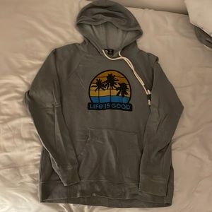 Light weight grey with palm tree Life Is Good hoodie